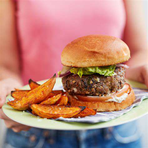 DeliciousBlackBeanBurgerswithSweetPotatoFries